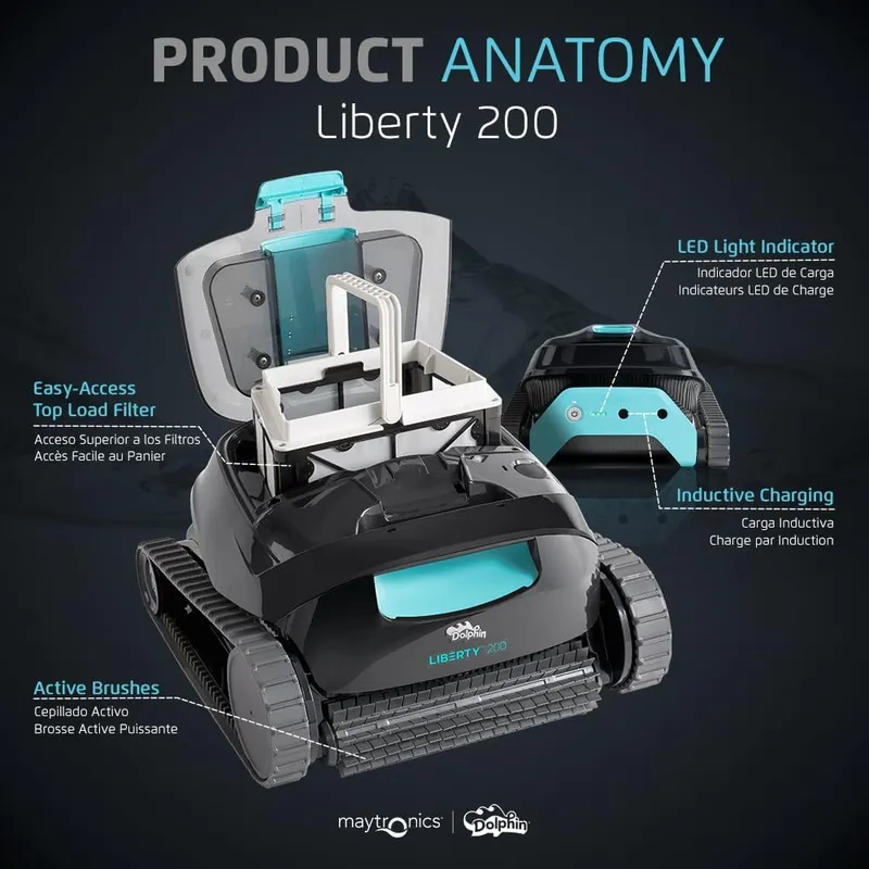 Dolphin Liberty 200 Cordless Robotic Pool Vacuum Cleaner, Wall Climbing